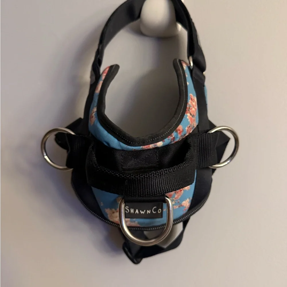 ShawnCo Floral Dog Harness Medium Blue Adjustable No Pull Pet Harness